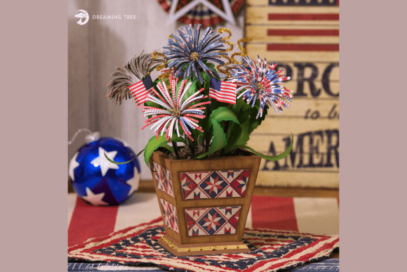 Celebrate in Red, White, and Bloom with Patriotic Floral Planter SVG