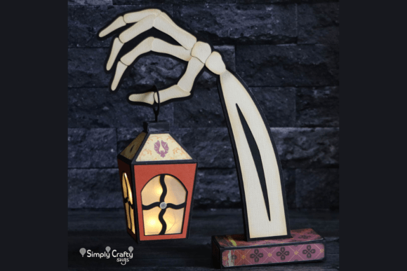 Skeleton Hand Lantern SVG: A 3D Halloween Decor Masterpiece