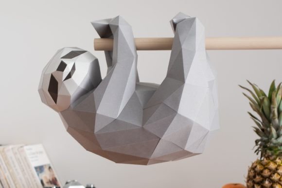 Sloth Paper Sculpture: A Modern Design Asset